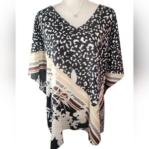 Chico's Black and White Tunic with Gold Accents. L/XL